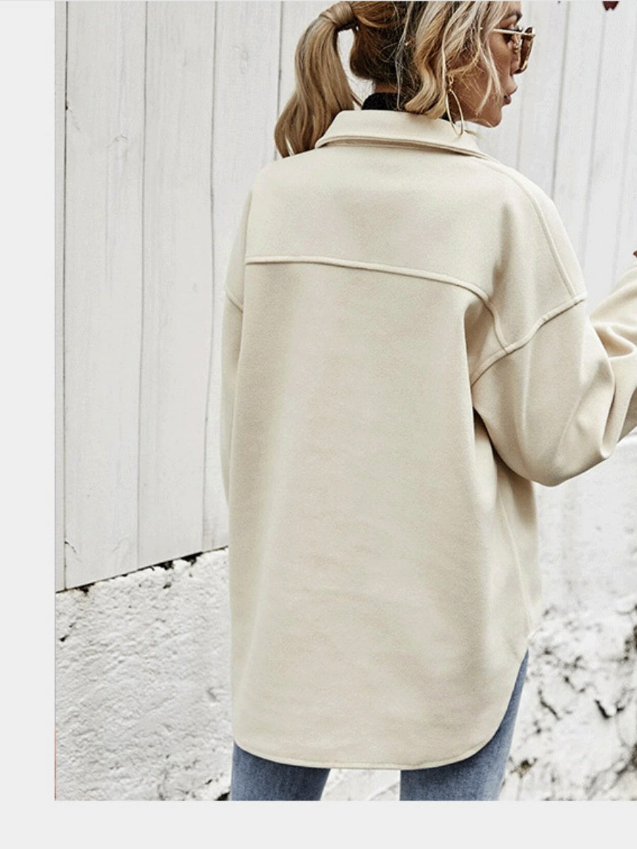 Loose-fitting Lapel Single Row Thickened Imitation Wool Daily Workplace Casual Jacket