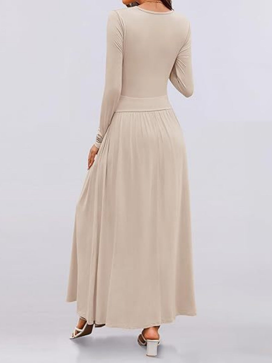 Liber Spring Women's Pocket Solid Color Maxi Dresses