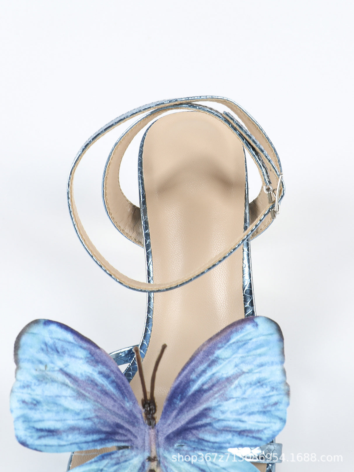 3D Butterfly Iridescent High-Heeled Sandals