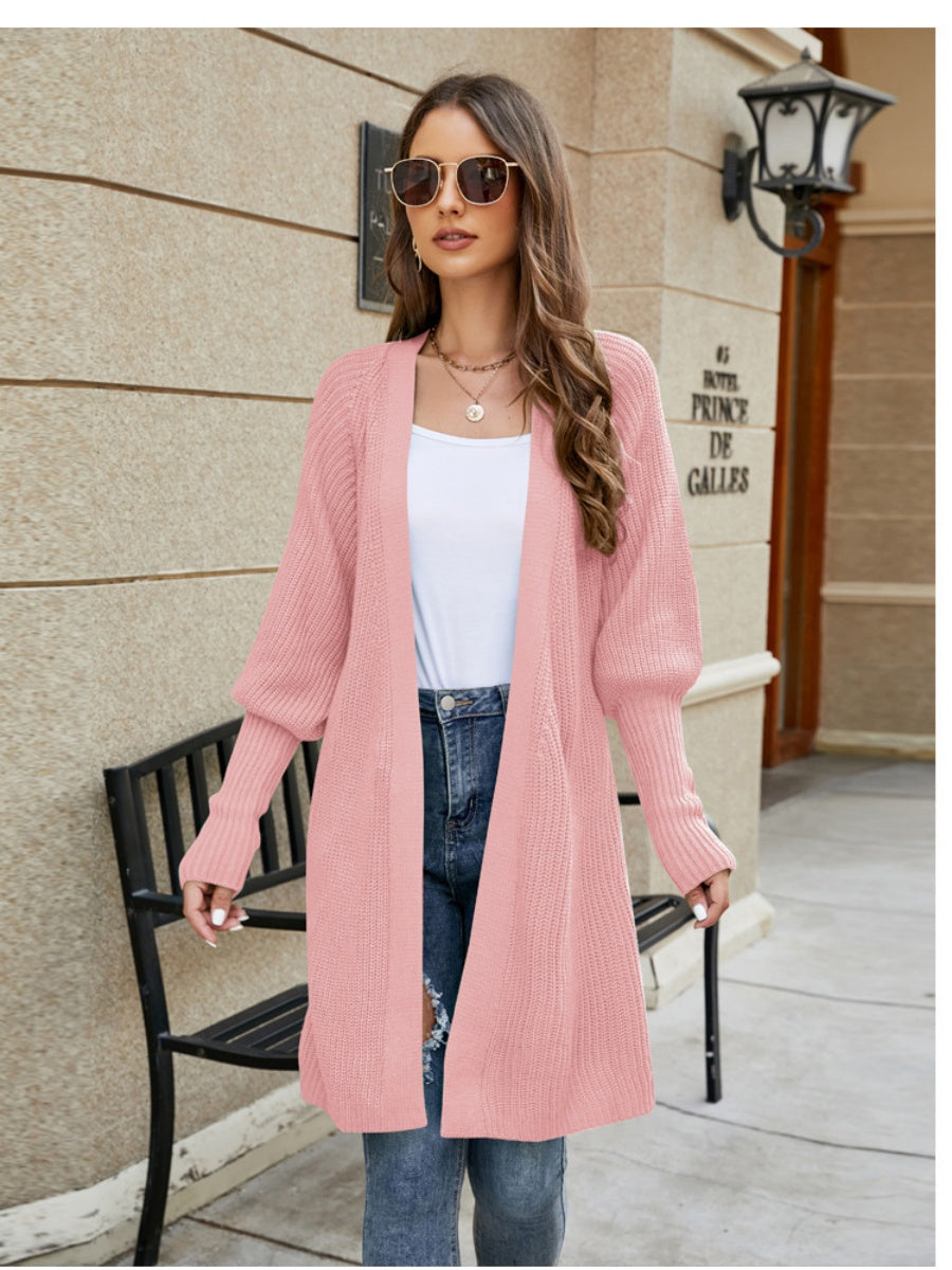 Liber Autumn Women's Plain stitch Mid-length Cardigans Coat