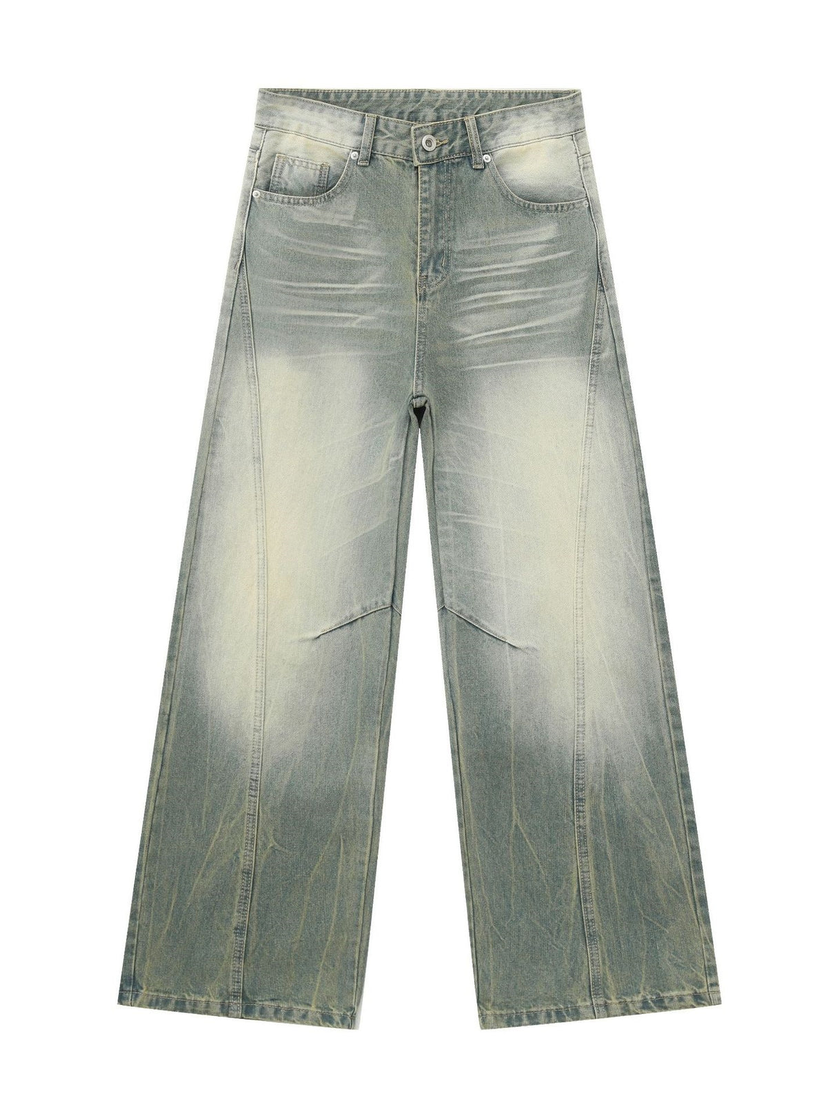 Retro Washed Patchwork Distressed Jeans