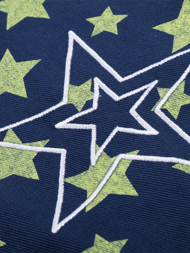 Full Print Star Loose-fit Wide Leg Work Clothes Five Points Shorts