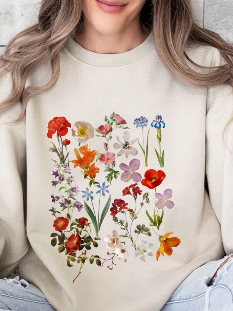 Flower Head Printed Sweatshirt