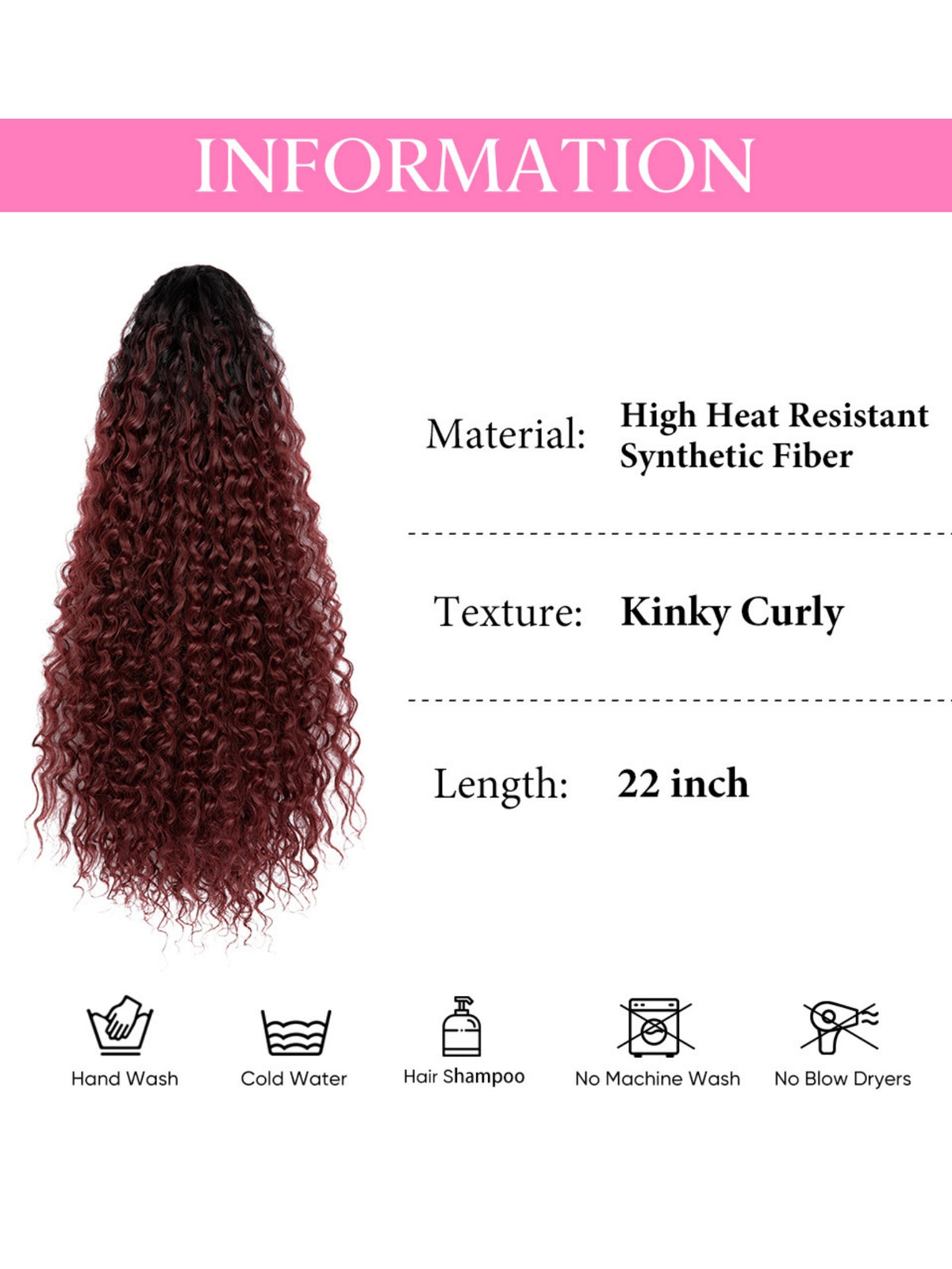 Drawstring Adjustable Synthetic Fiber Ponytail Wavy Curl Wig