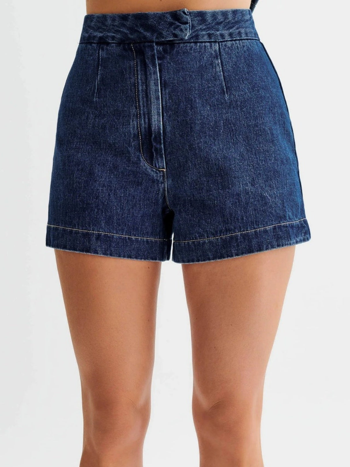 Sleeveless High-waisted Buttons Denim Vest And Shorts 2-piece Sets