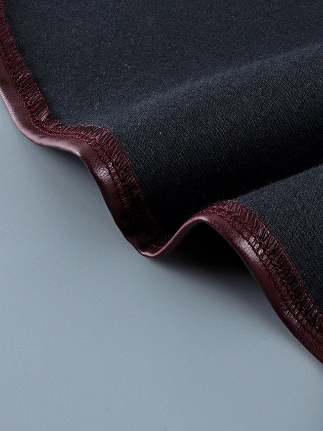 PU Leather Long-sleeved Jacket With A Fitted Waist