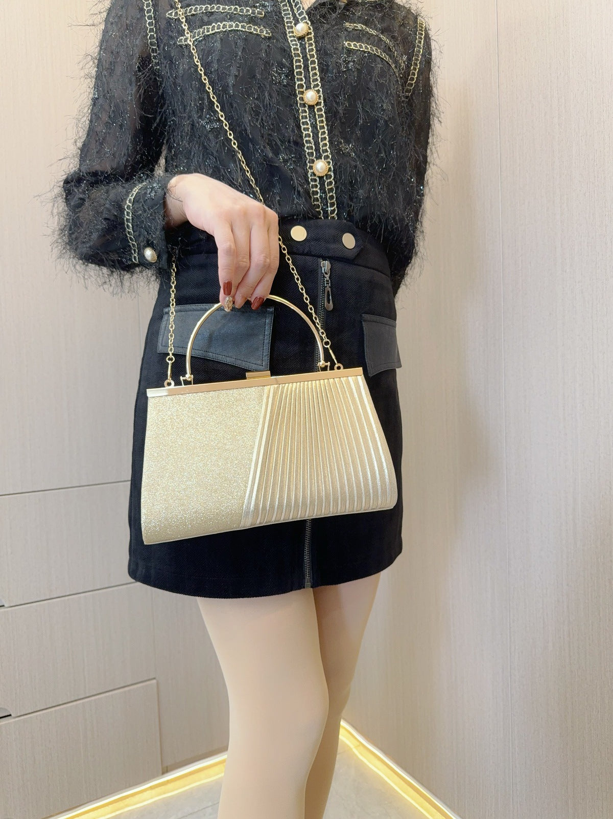 Liber Four Seasons ACC Sequin Pleated Bag