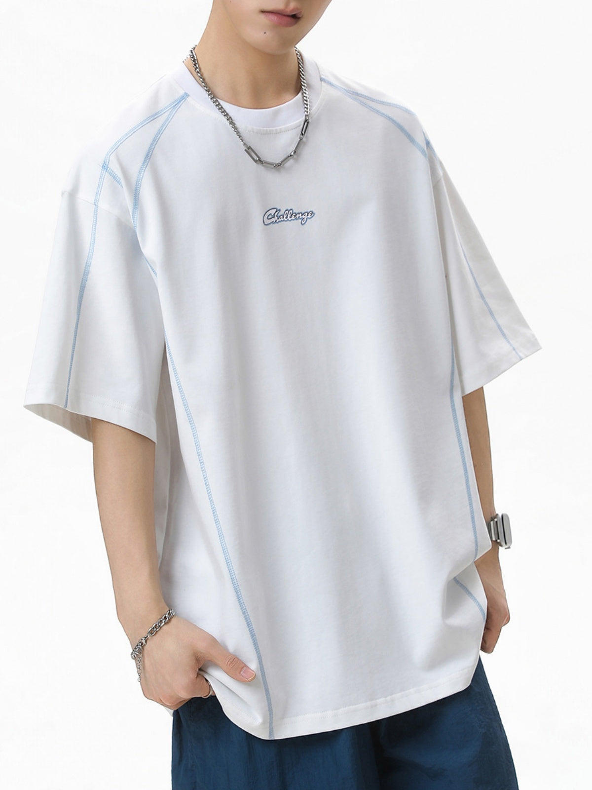 Color-blocked Letter Printed T-shirts