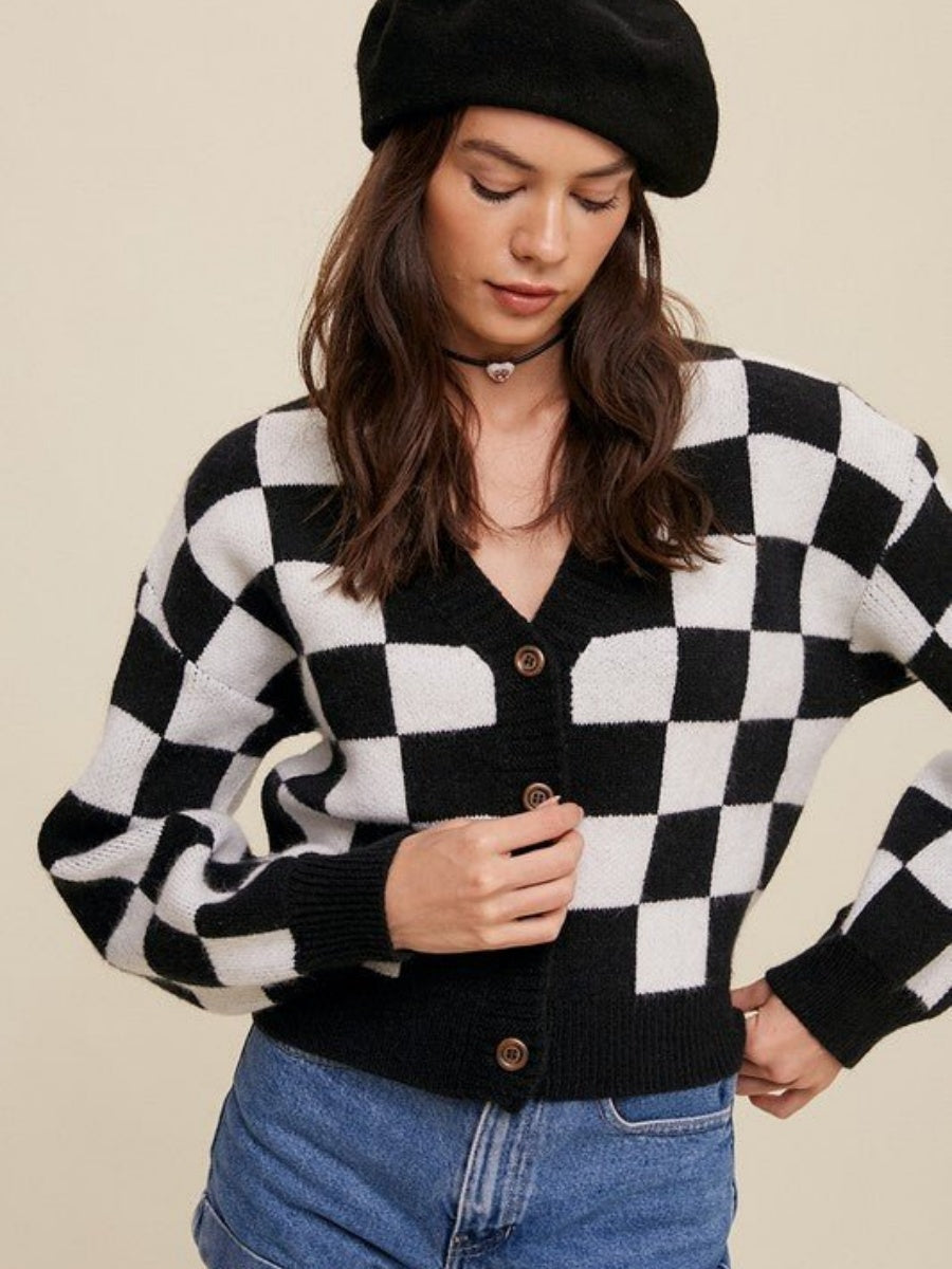 Plaid Contrasting colors Short Cardigans