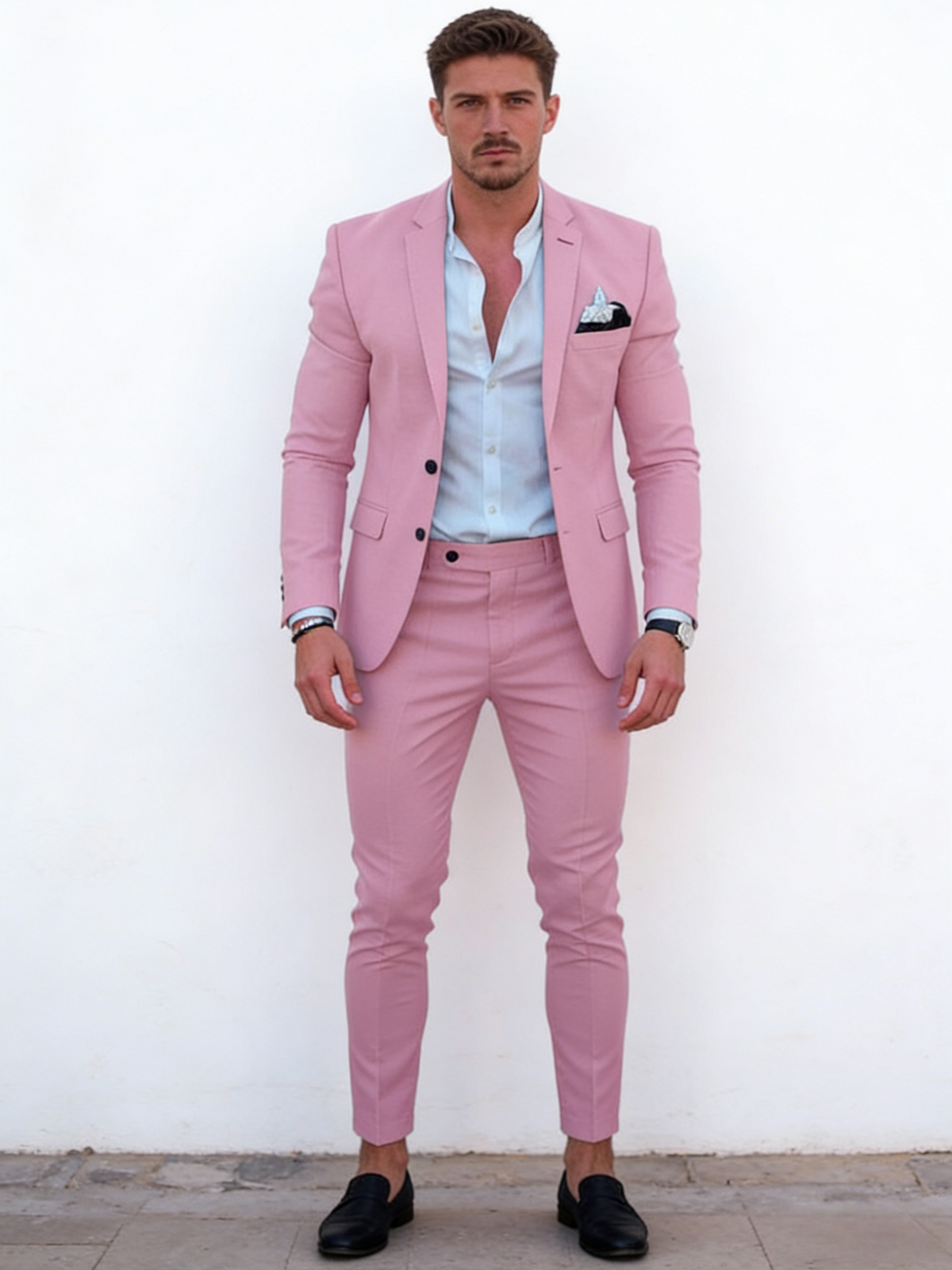 Flax Solid Color Suit Set 2-piece Sets