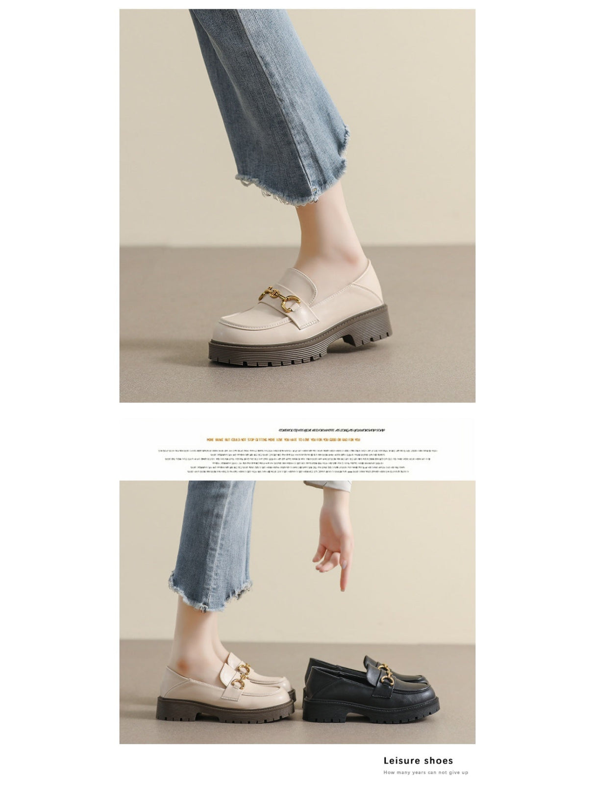 Liber Spring and Autumn Thick-soled Metal Buckle Women's Loafers