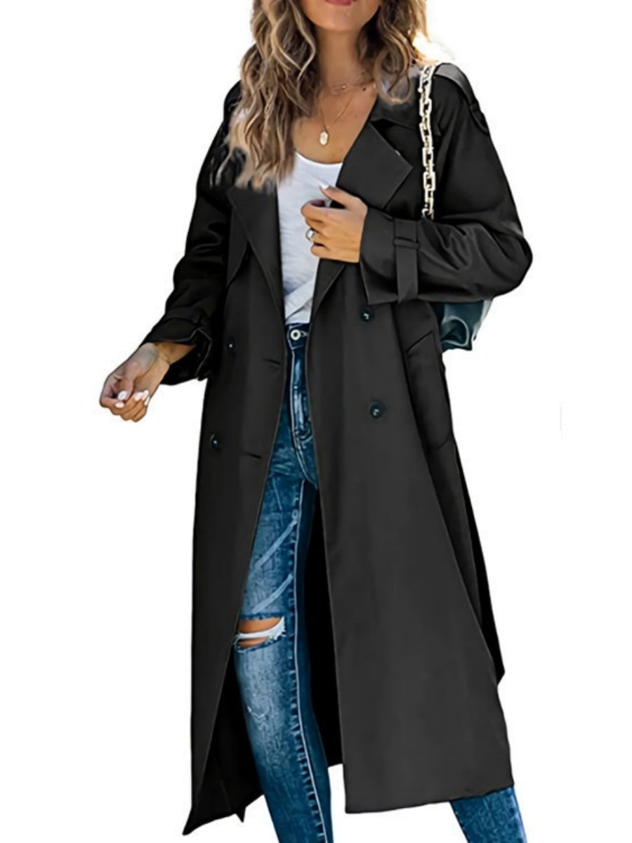 Liber Winter Women's Epaulettes Buttons Trench Coats