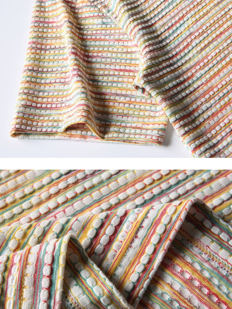 Color-blocked Rainbow Stripes Loose-fit T-shirts