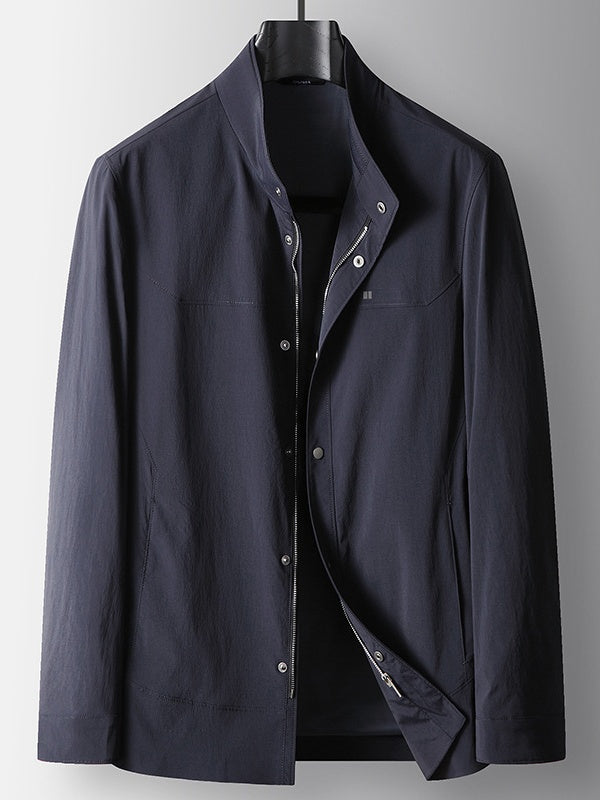 Business 4-Way Stretch Stand-Collar Zip-Up Lightweight Jacket