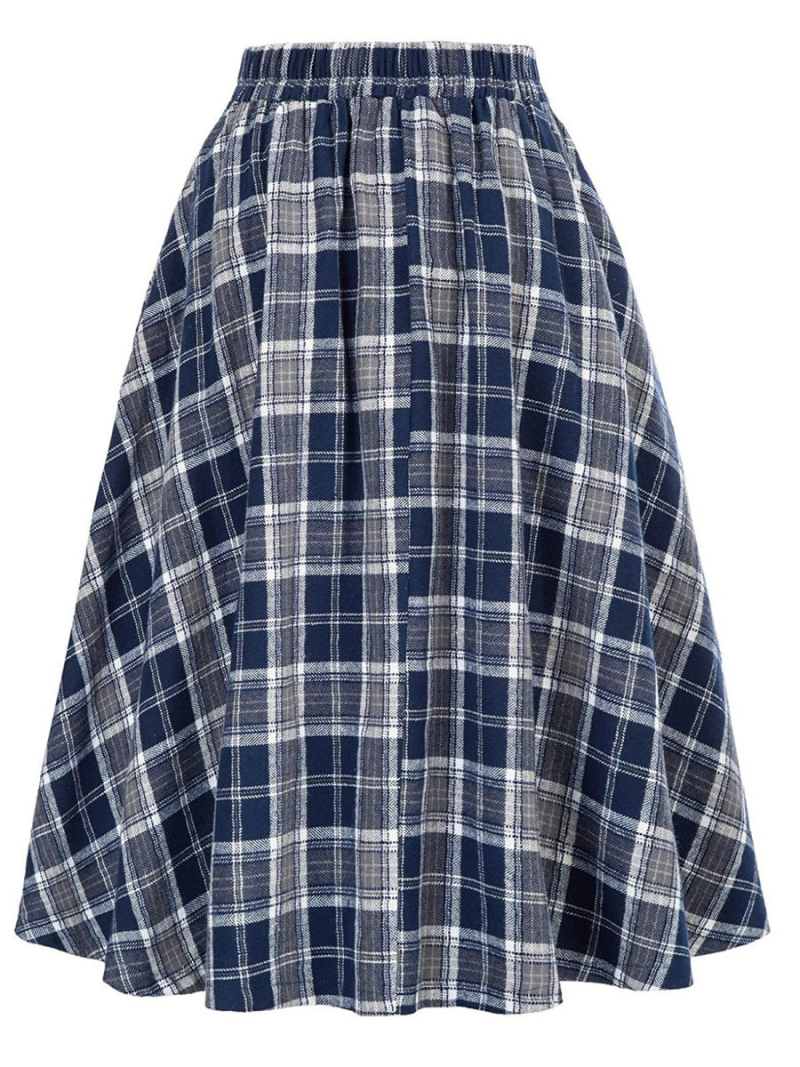 Liber Autumn Women's High waist Plaid Skirts