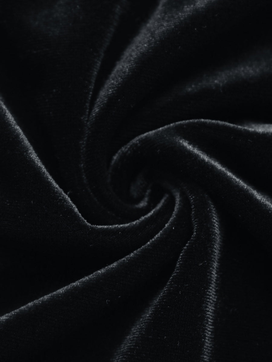 Women's Square collar Long-sleeved black patchwork short dress