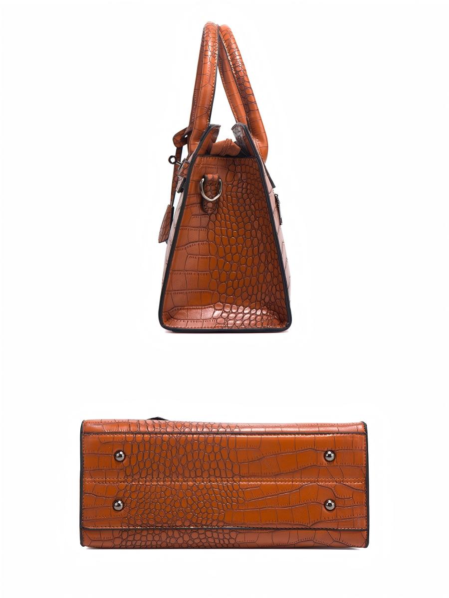 Crocodile-print Handbag 3-piece Set