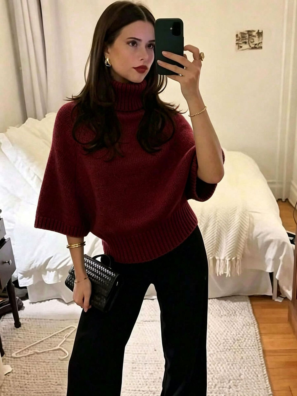 Autumn And Winter High-neck Loose Knit Sweater
