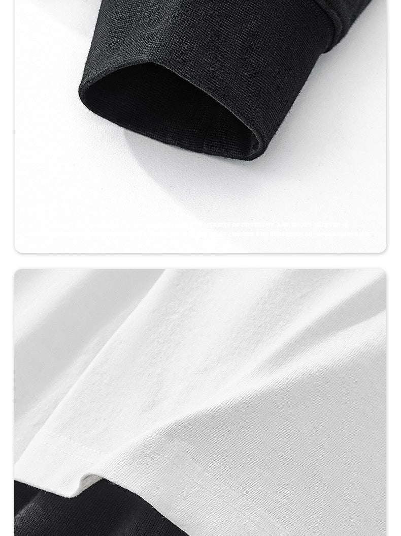 Liber Autumn Neutral wear Color matching Solid Color T-shirts