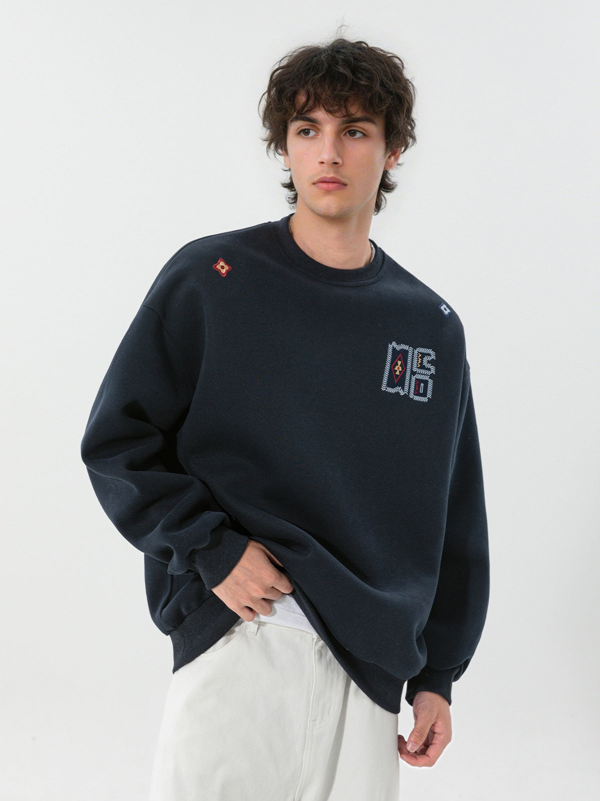 Liber Autumn Men's Embroidered Pattern Pattern Sweatshirts