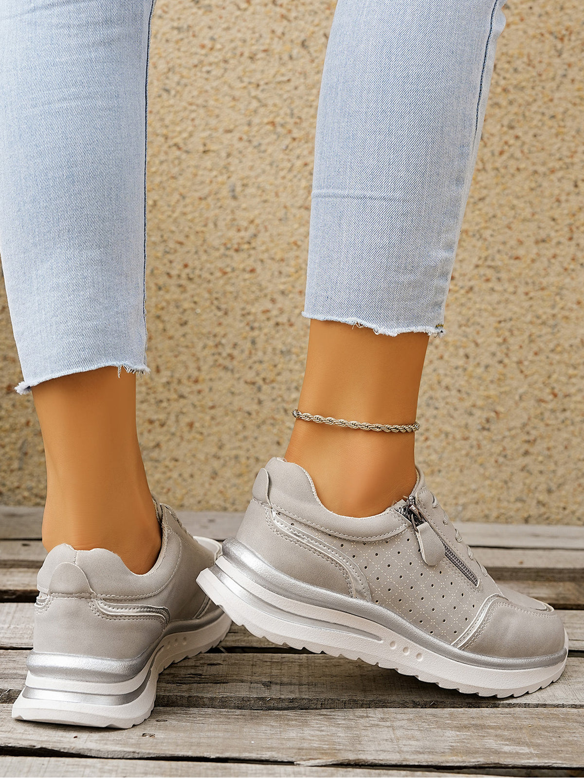 Side Zipper Breathable Athletic Shoes