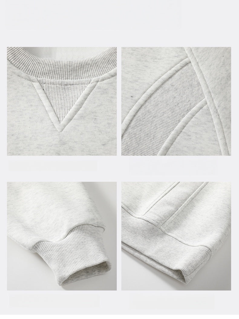 Boxy Structure Patchwork Collarless Sweatshirt