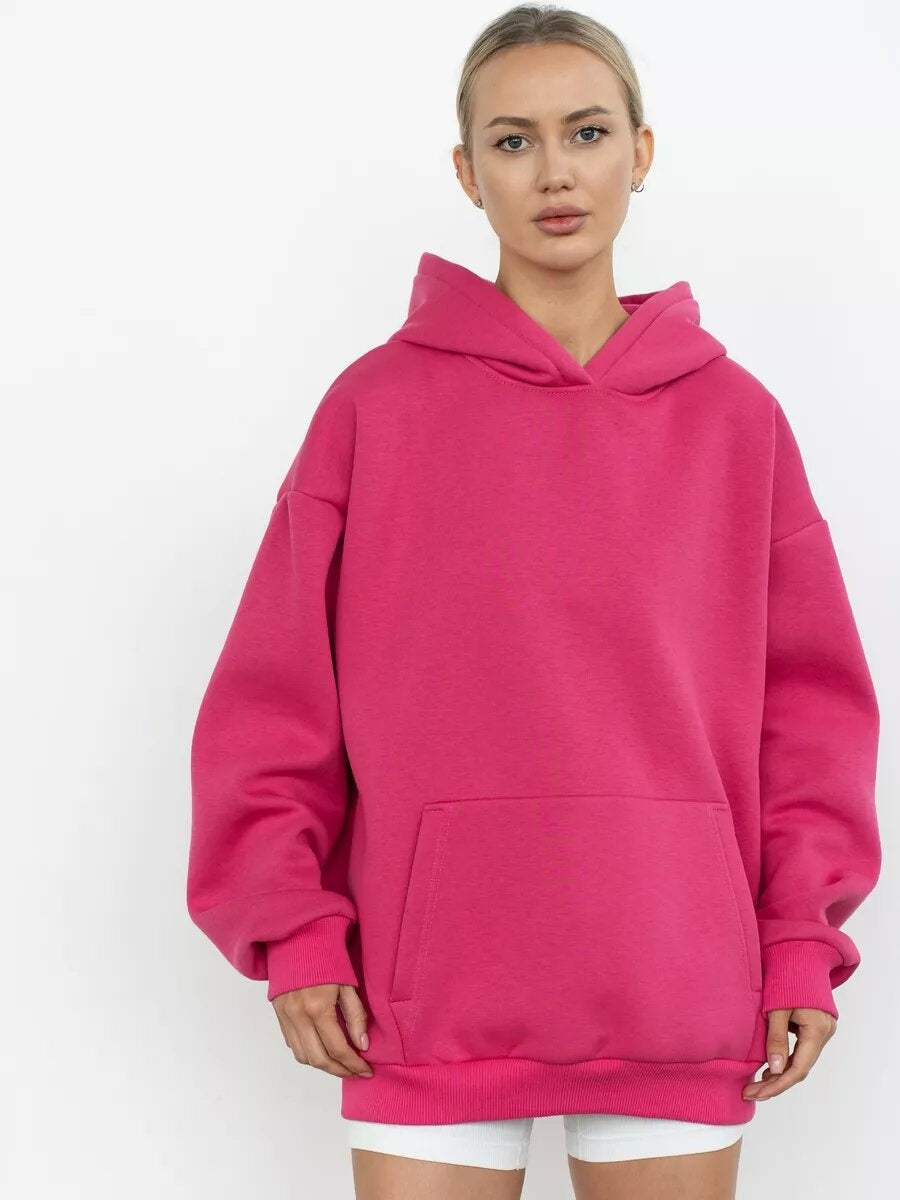 Liber Autumn women's pocket solid color pullover long sleeve two-piece suit