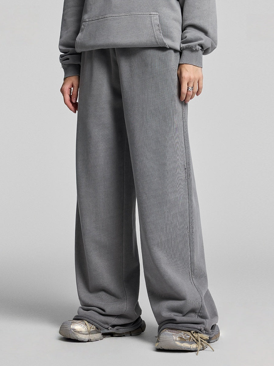 Hooded Loose Washing Water Old Solid Color Leisure Sweatshirts&Hoodies Set