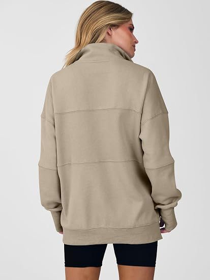 Women's Autumn/Winter Solid Color Half-Zip Long-Sleeve Side-Slit Sweatshirt