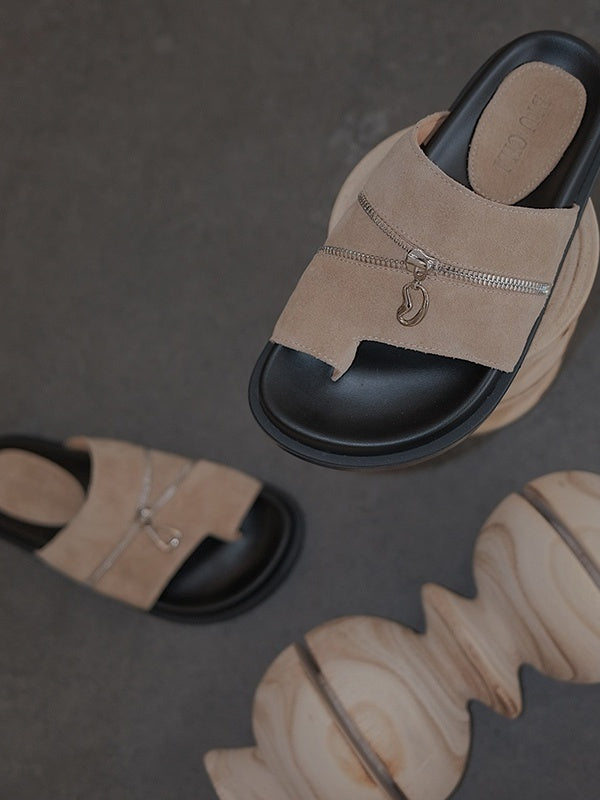 BIUCILI Mutual Performance | Original Design Deconstructed Zipper Flip-flops Birkenstock Sandals