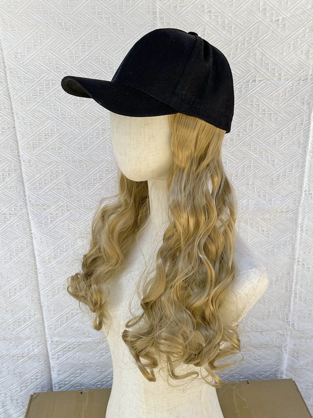 One-piece Baseball Cap Long Wavy Curls Synthetic Colored Wig