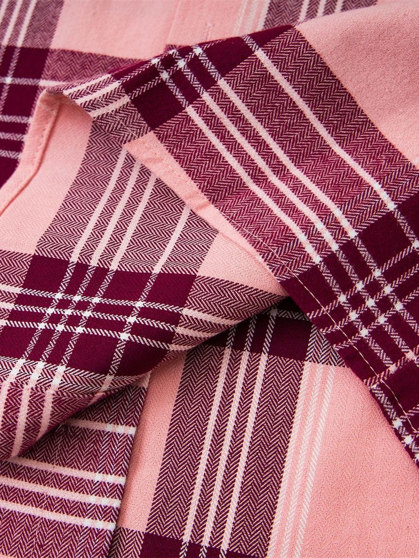 Liber Autumn Neutral wear Tie Plaid Shirts