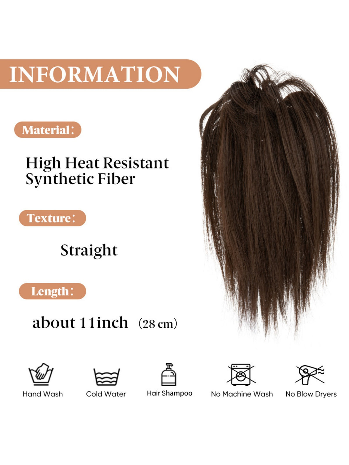 Ponytail Hair Clip Headpiece, Long Fringe Style High-temperature Silk Hair Clip Hair Tie Wig