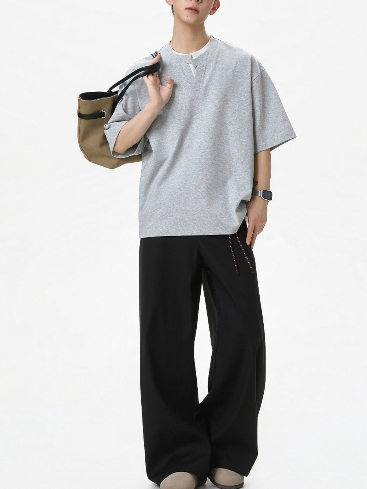 Simplicity Layered-look Loose-fit Asymmetrical T-shirts