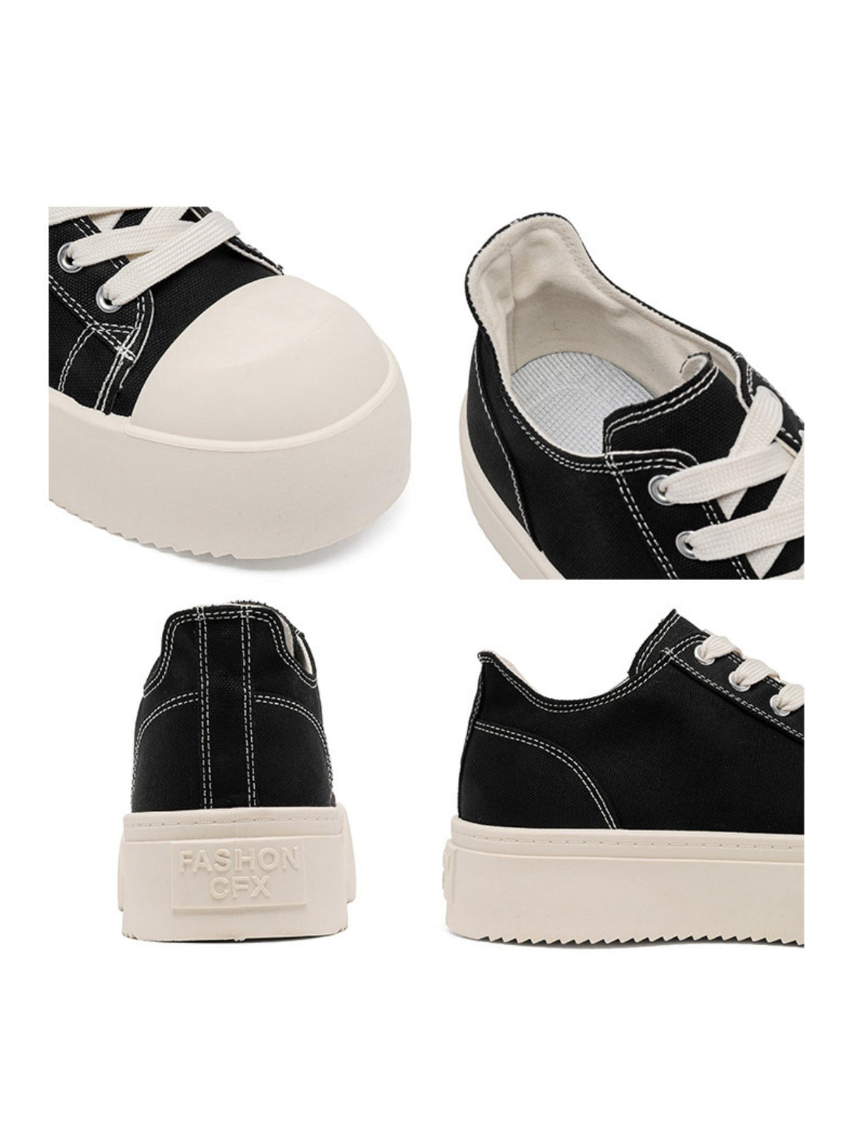 Retro Platform Color-blocked Canvas Shoes