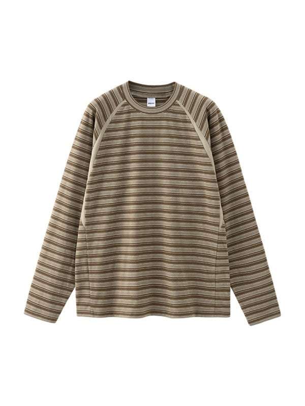 Contrasting Colors Stripes Splicing Long Sleeve Crew Neck T-shirt