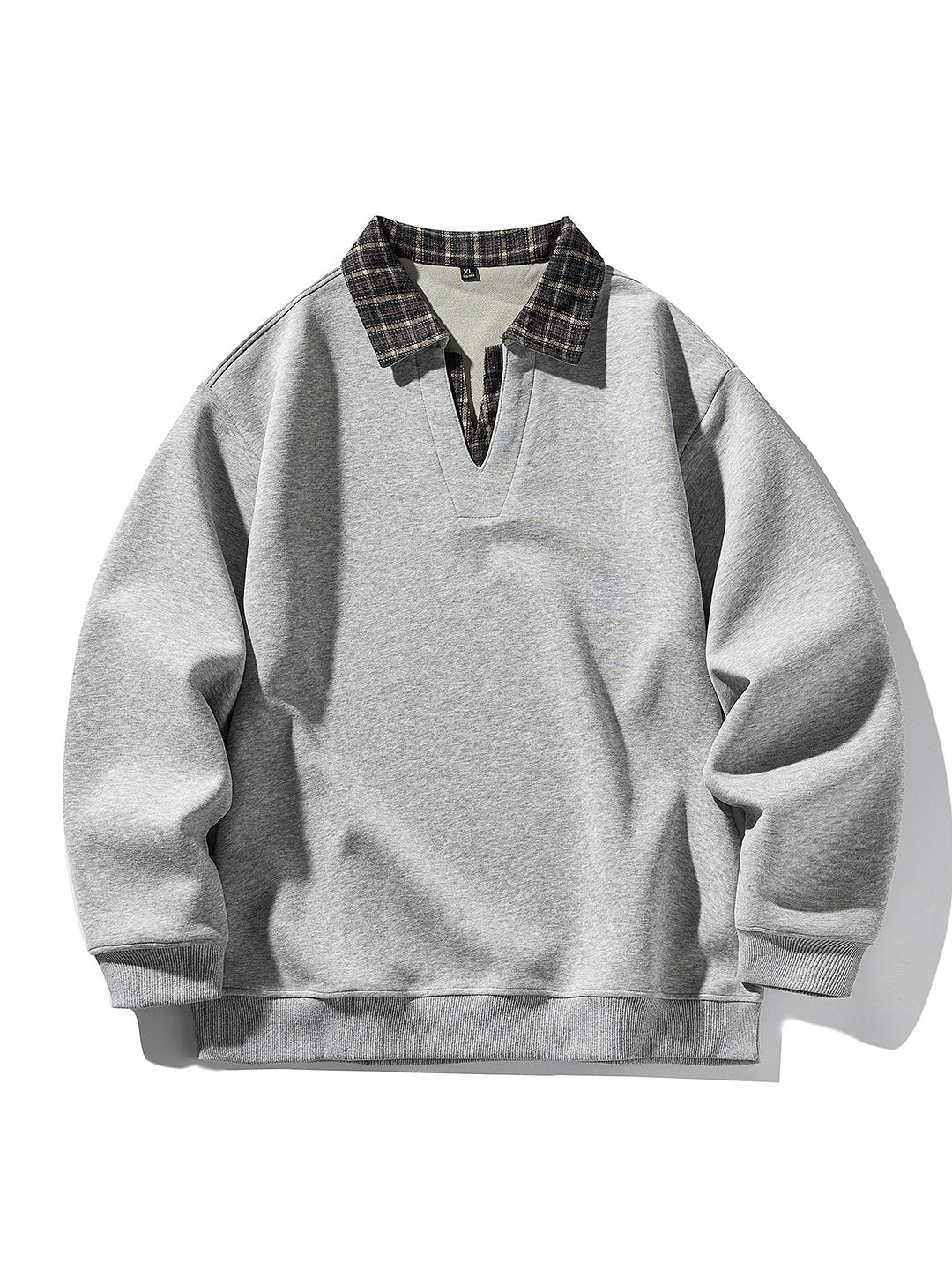 Retro Plaid Fake Two Pieces V-neck Polo Shirt