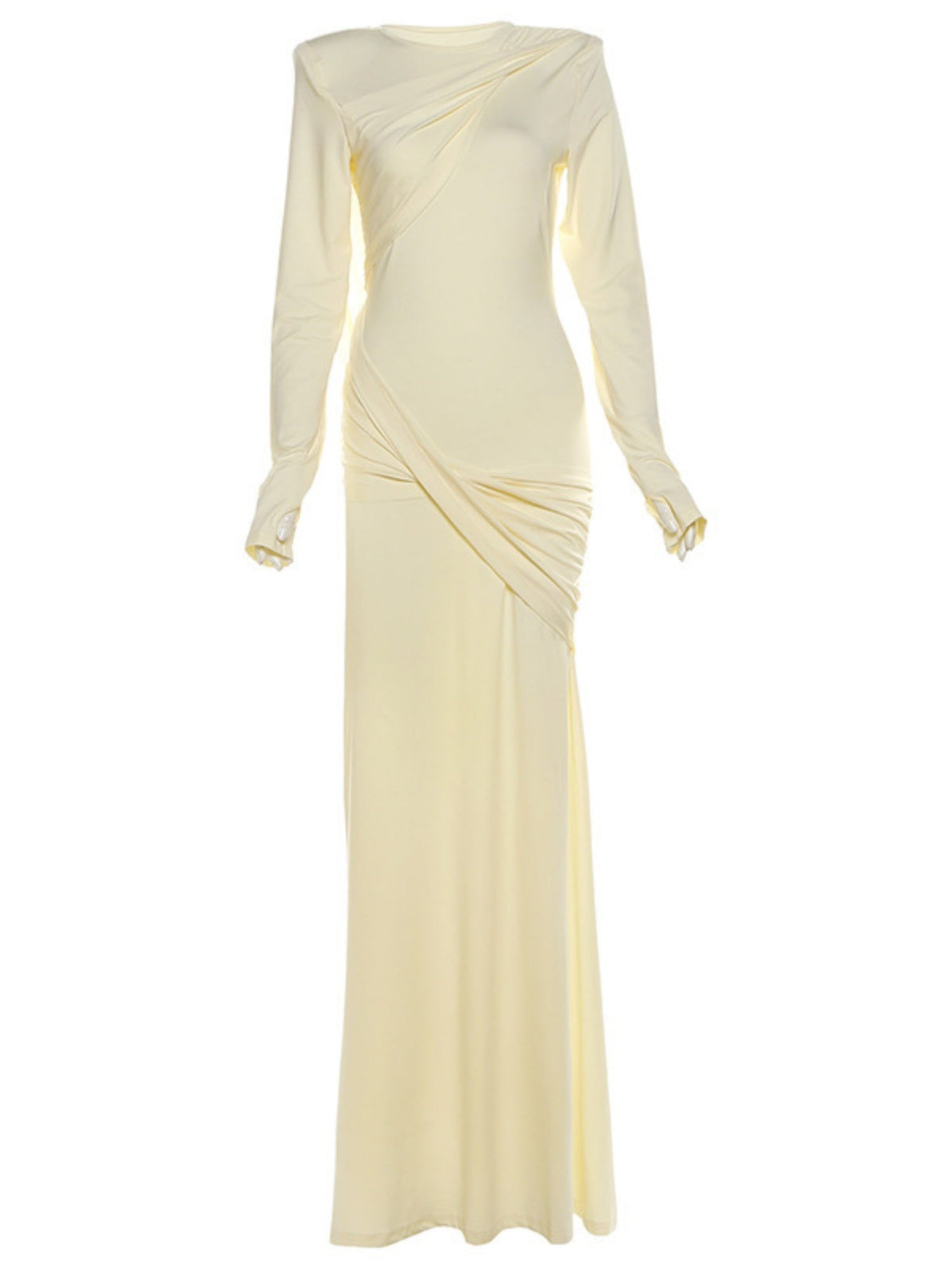 Backless Long-sleeved Solid Color Temperament Sexy Slim Long Dress Women's Clothing