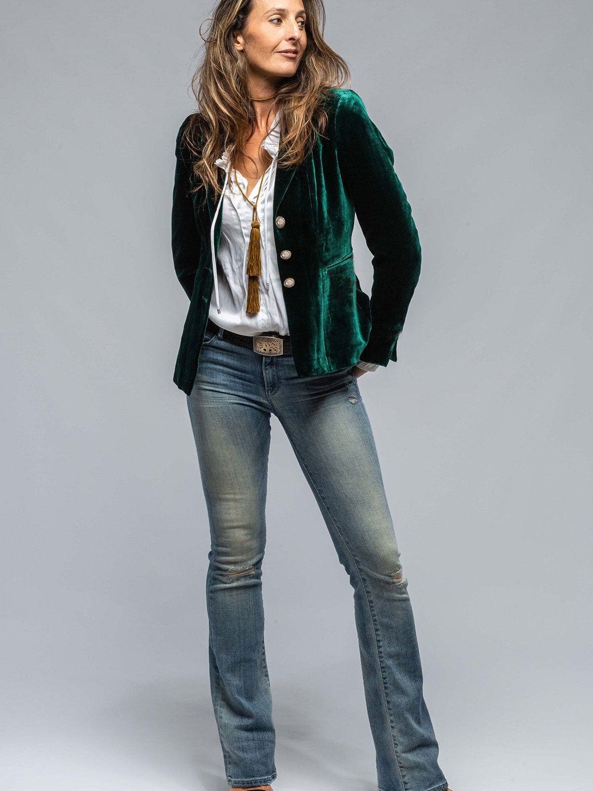 Velvet Long Sleeve Pocket Blazers