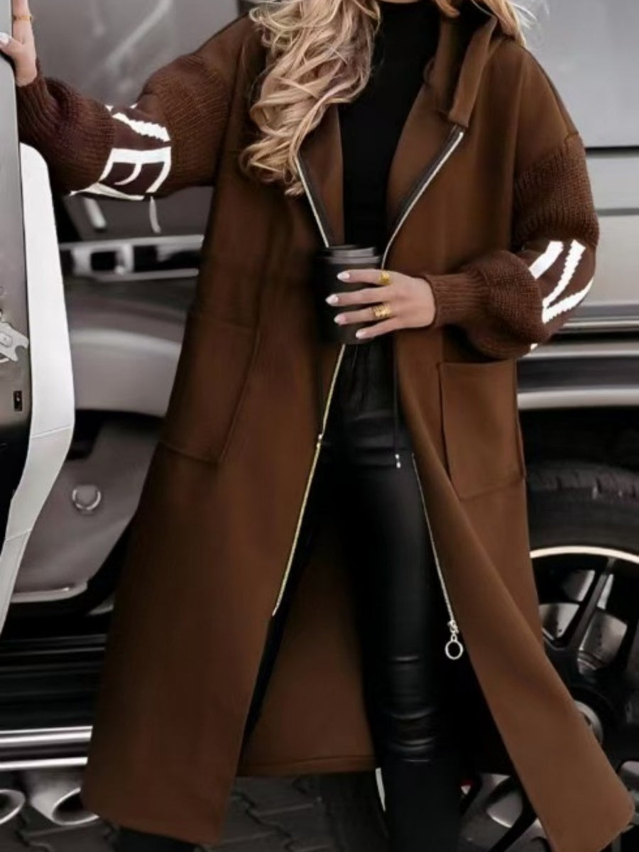 Liber Autumn Women's Pocket Letter Drawstring Long Trench Coats