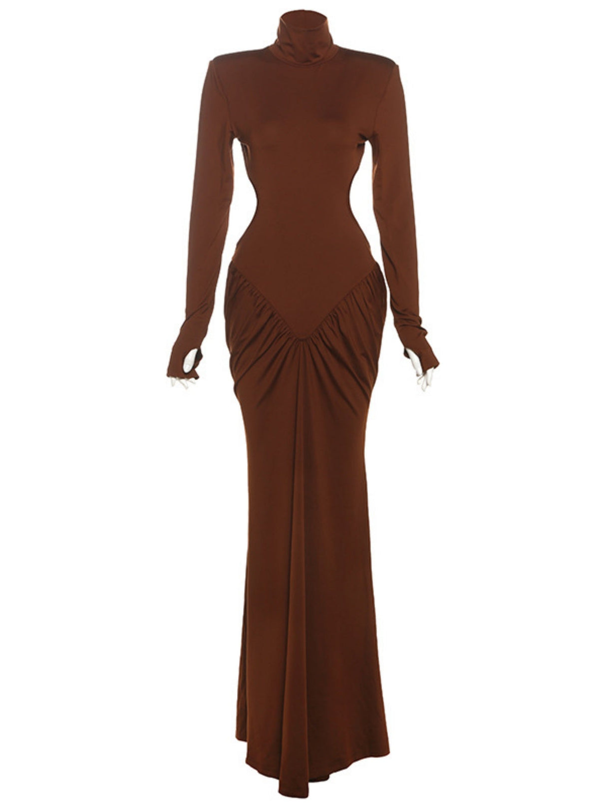 High-neck, Backless, Slim-fitting, Sexy, Solid-color Long Dress