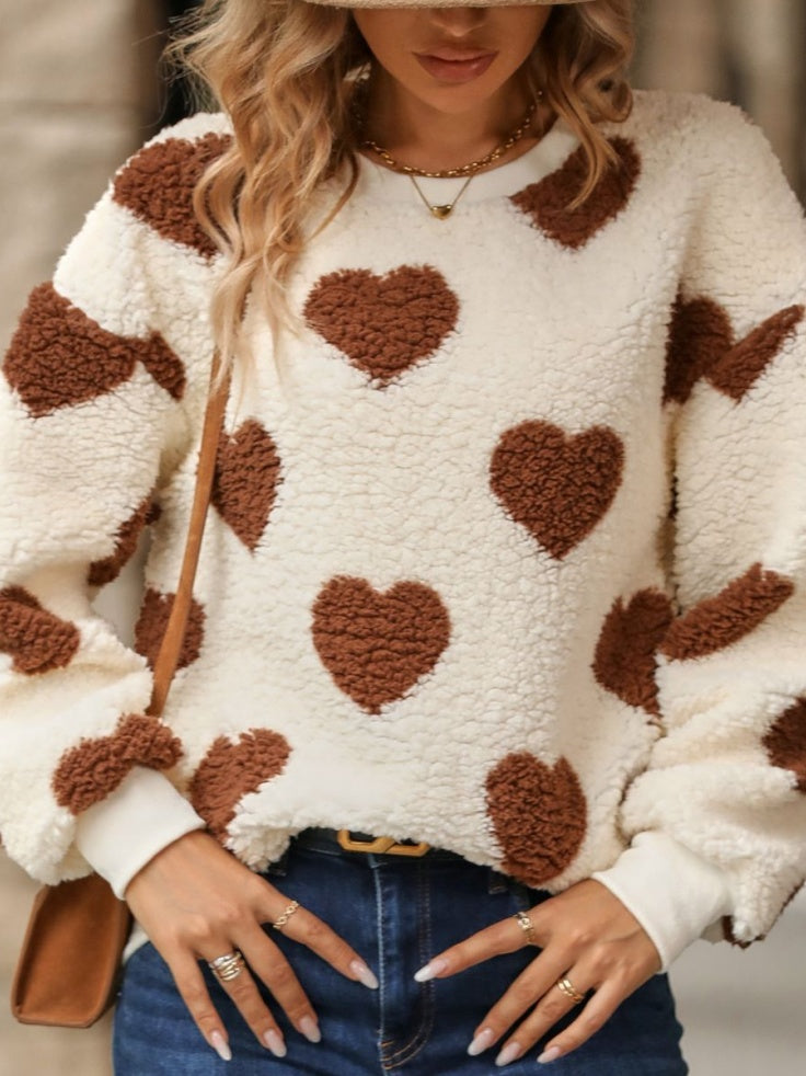 Heart Pattern Sweatshirt Jacket