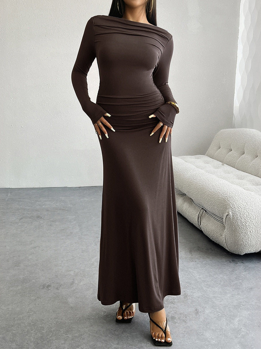 Liber Autumn Women's Solid Color Midi Dresses