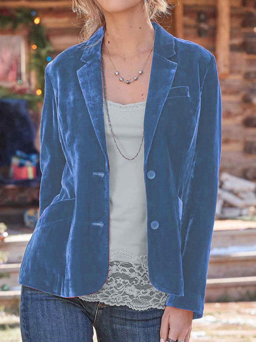 Velvet Slit Long Sleeve Leisure Blazers