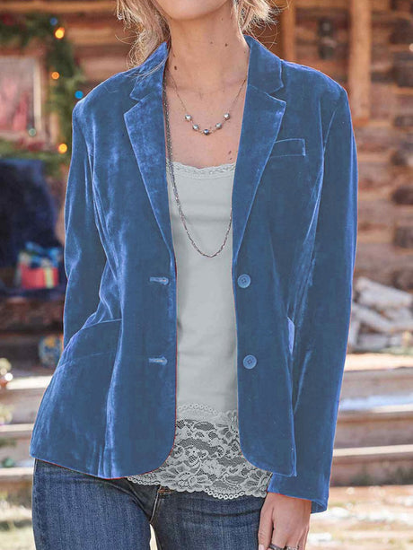Velvet Slit Long Sleeve Leisure Blazers