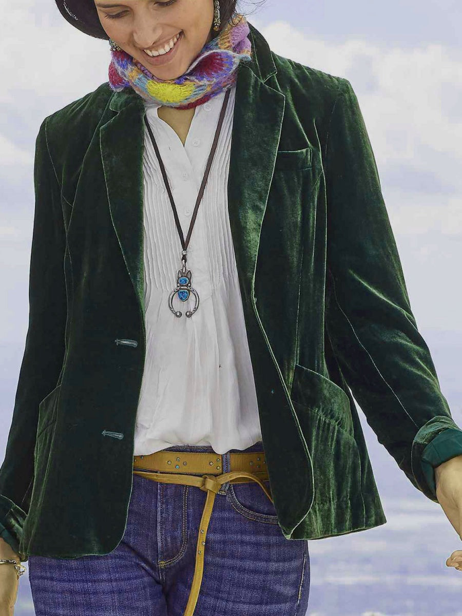 Velvet Slit Long Sleeve Leisure Blazers