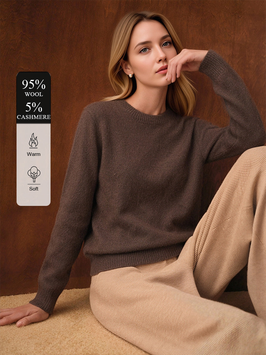 95% Wool & Cashmere Relaxed Crew-Neck Sweater
