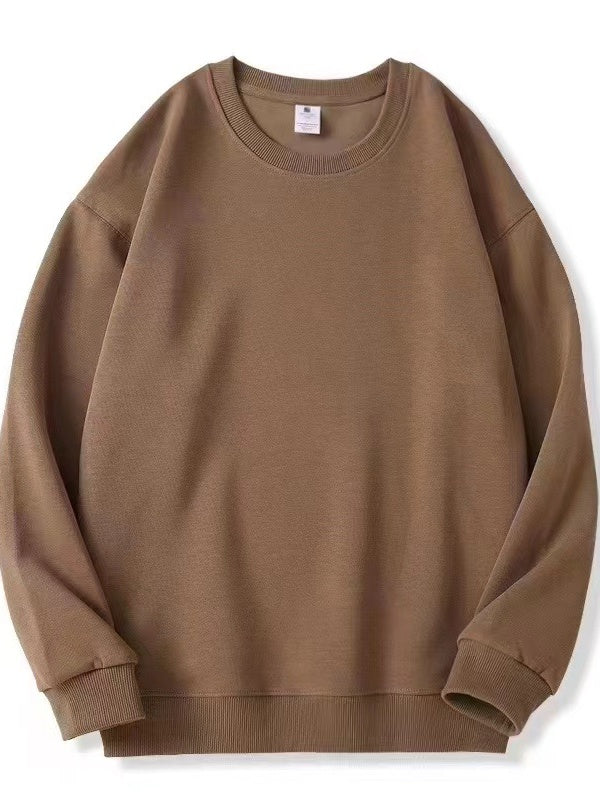 All-match Crew Neck Loose Solid Color Hood Sweatshirts&Hoodies