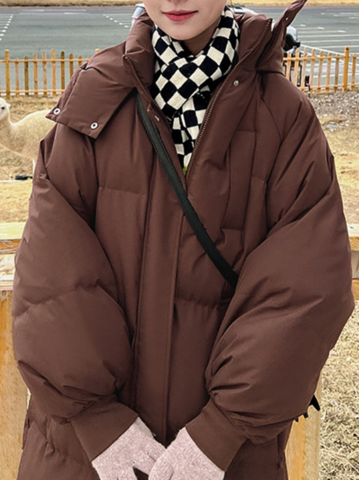 Hooded Zippered Extended Knee-length Down Jacket Thickened Coat