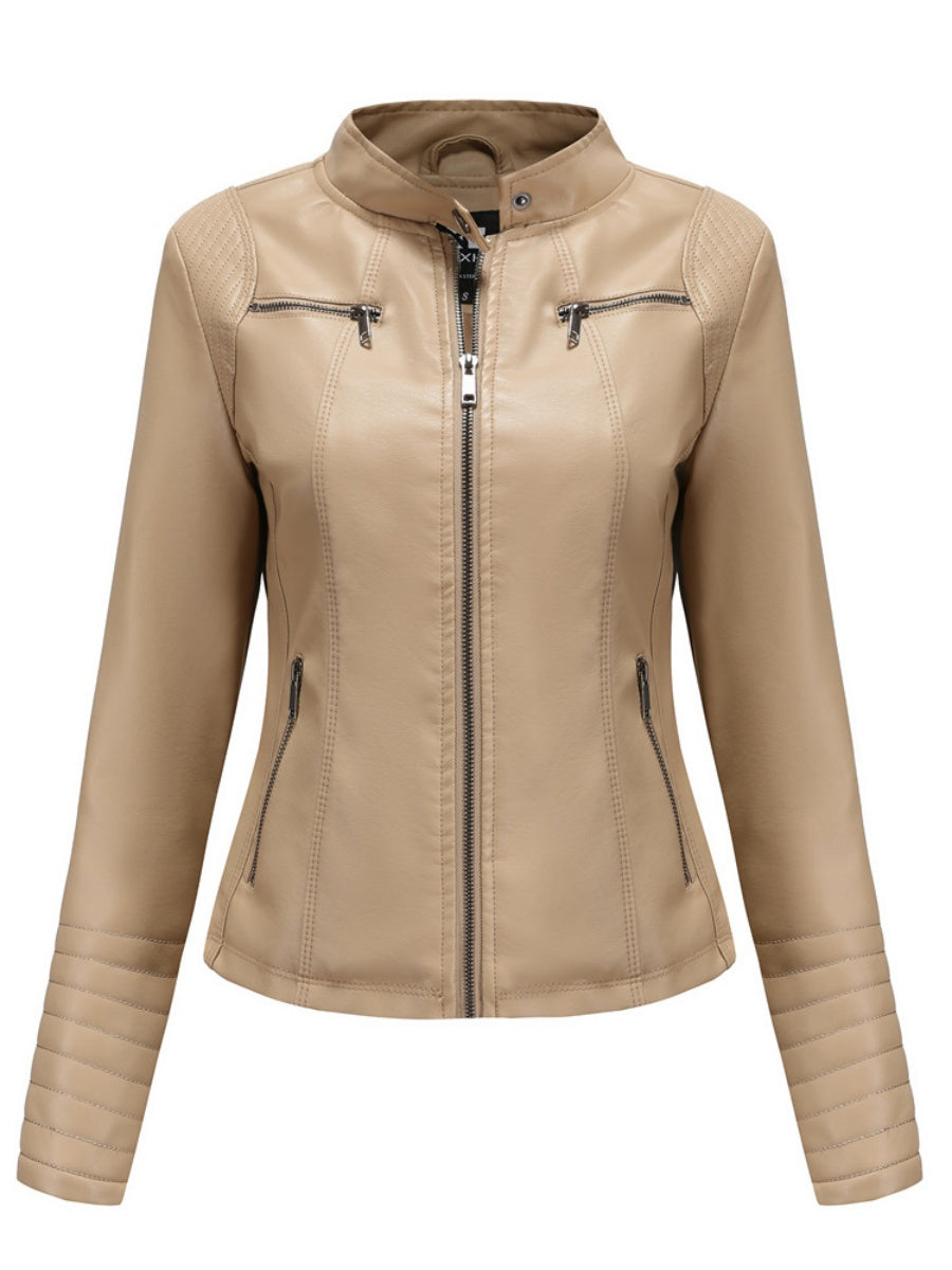 Street Cool Thin Three-dimensional Decoration Leather Jacket